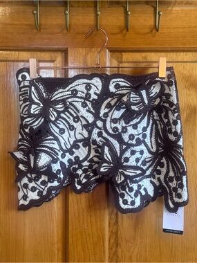 Brown and White 3d Butterfly Crochet Mini Skirt Sz Small
